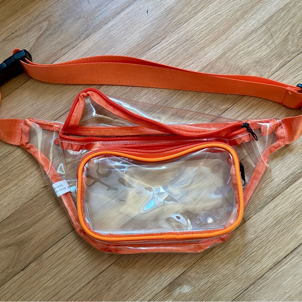 Clear and orange festival fanny pack